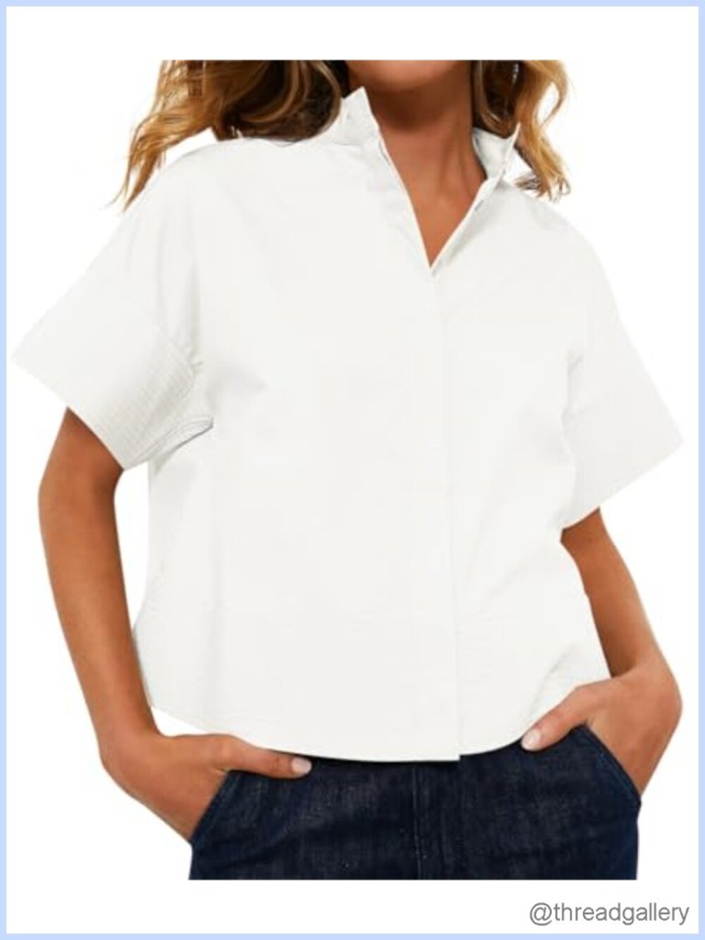 Womens Cropped Button Down Shirt Short Sleeve Blouse